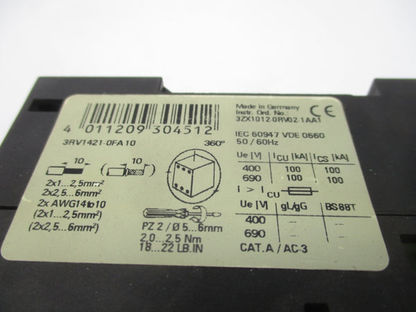 SIEMENS 3RV1421-0FA10 600V 0.35-0.5A NSMP