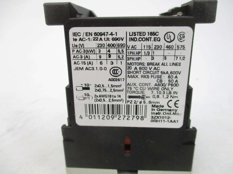 SIEMENS 3RT1016-1KB42 600VAC NSMP