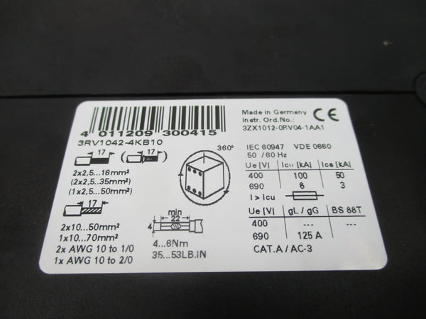 SIEMENS 3RV1042-4KB10 690V 57-75A NSMP