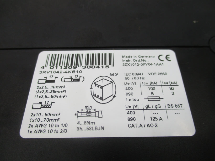 SIEMENS 3RV1042-4KB10 690V 57-75A NSMP