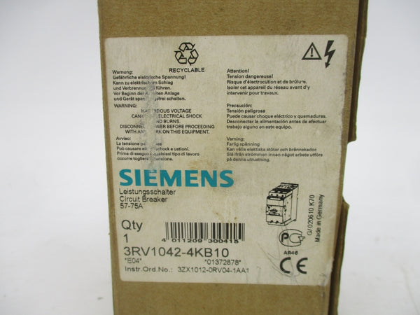SIEMENS 3RV1042-4KB10 690V 57-75A NSMP