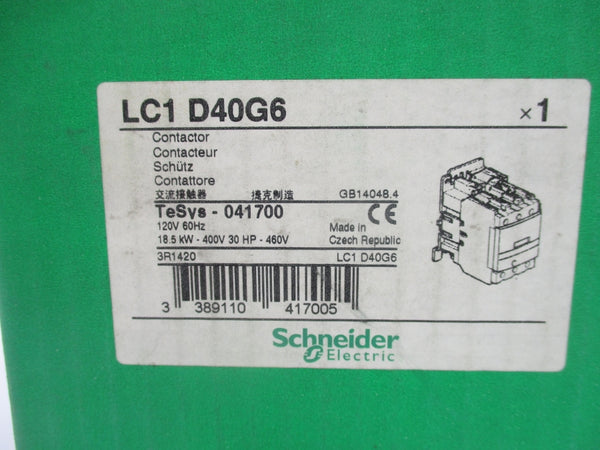 SCHNEIDER ELECTRIC LC1D40G6 120V NSMP