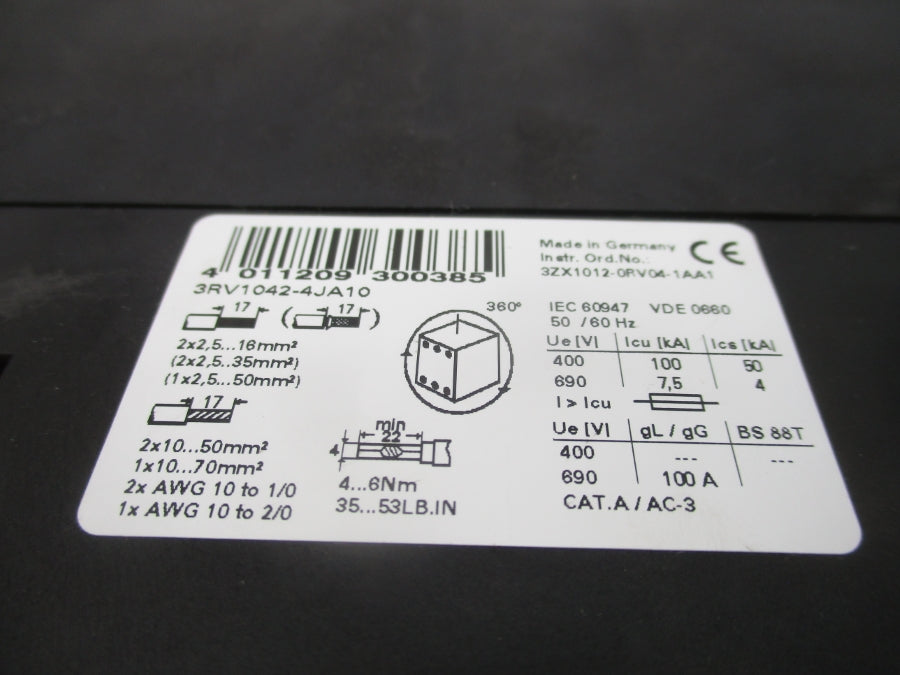 SIEMENS 3RV1042-4JA10 690V 45-63A NSMP