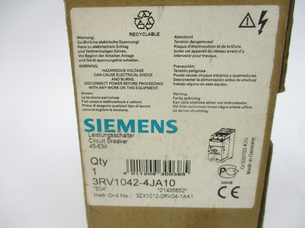 SIEMENS 3RV1042-4JA10 690V 45-63A NSMP