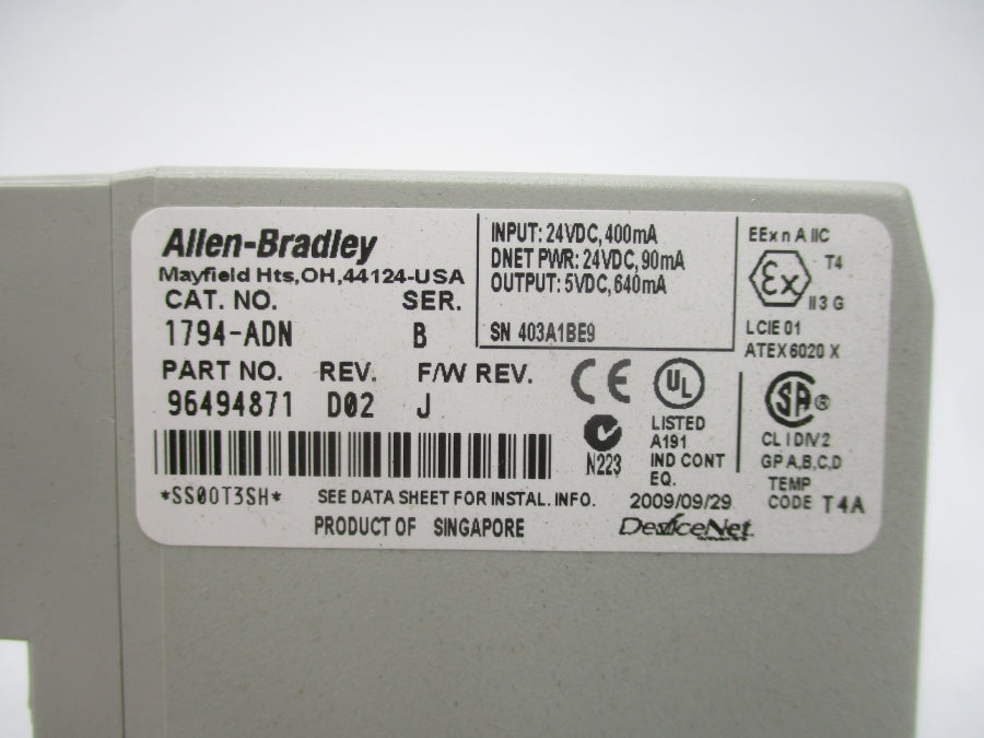ALLEN BRADLEY 1794ADN SER. B F/W J 24VDC REV. D02 NSMP