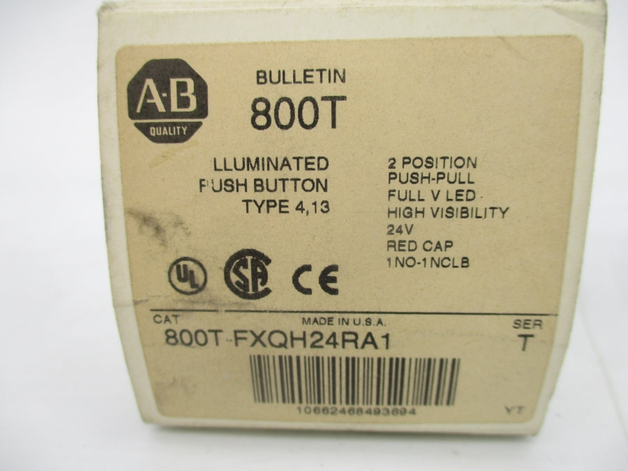 ALLEN BRADLEY 800T-FXQH24RA1 SER. T 24VAC/DC (WH) NSMP