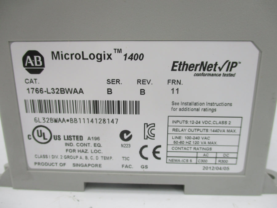 INDUSTRIAL SPARE PART 1766-L32BWAA SER. B F/W 11 12-24VDC REV. B NSMP