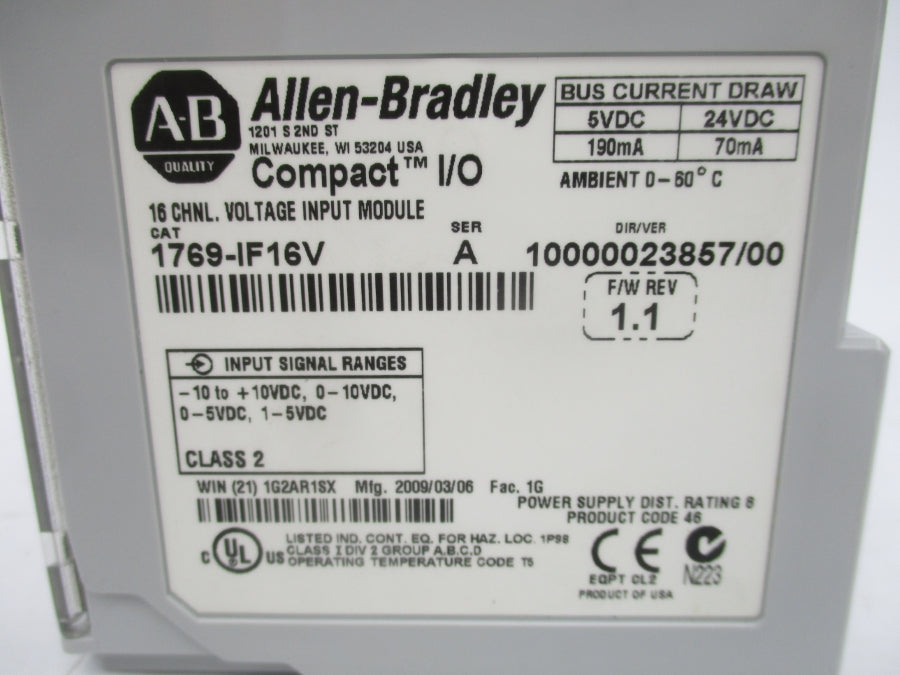 INDUSTRIAL SPARE PART 1769-IF16V SER. A F/W 1.1 24VDC NSMP