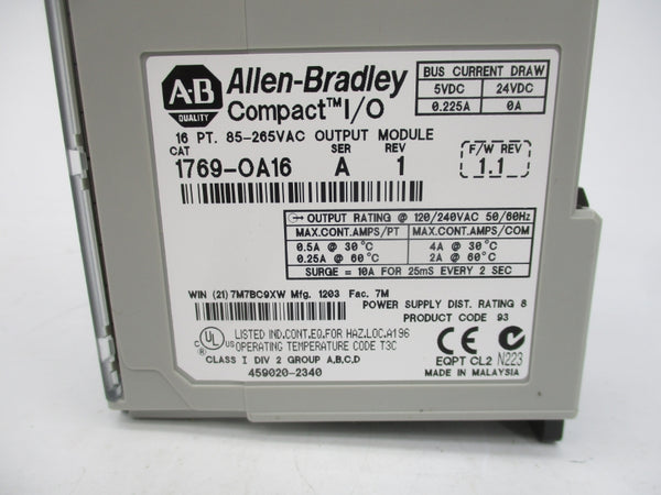 INDUSTRIAL SPARE PART 1769-OA16 SER. A F/W 1.1 24VDC REV. 1 NSMP