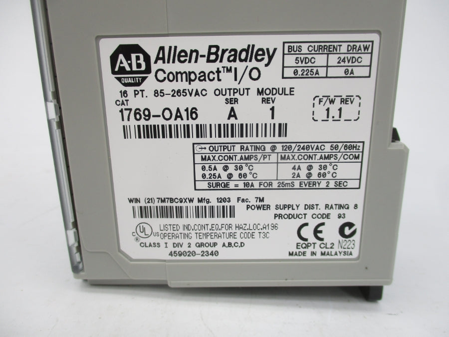 INDUSTRIAL SPARE PART 1769-OA16 SER. A F/W 1.1 24VDC REV. 1 NSMP