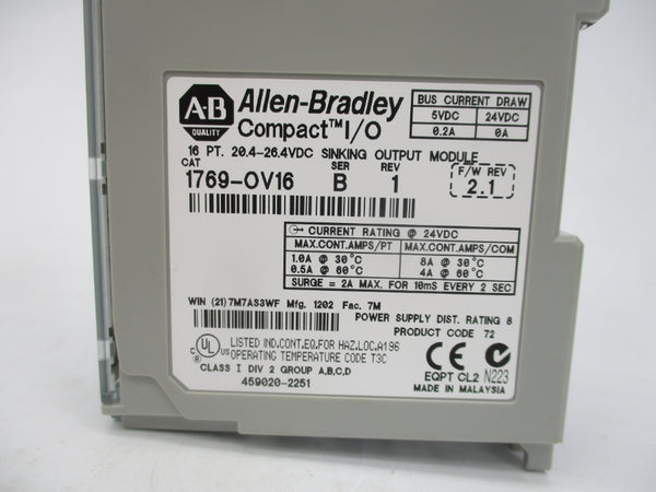 INDUSTRIAL SPARE PART 1769-OV16 SER. B F/W 2.1 24VDC REV. 1 NSMP