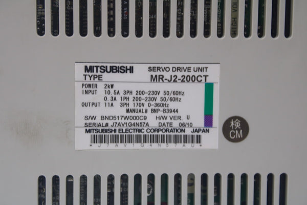 MITSUBISHI MR-J2-200CT 200-230V 10.5-0.3A (MISSING COVER) UNMP
