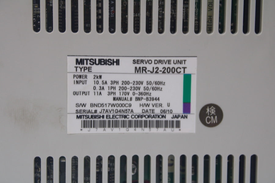 MITSUBISHI MR-J2-200CT 200-230V 10.5-0.3A (MISSING COVER) UNMP