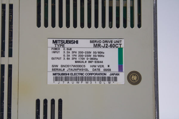 MITSUBISHI MR-J2-60CT 200-230V 3.2-0.3A UNMP