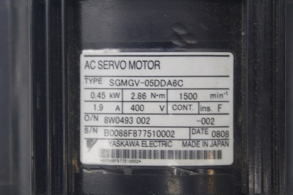 YASKAWA ELECTRIC SGMGV-05DDA6C 400V 1.9A UNMP