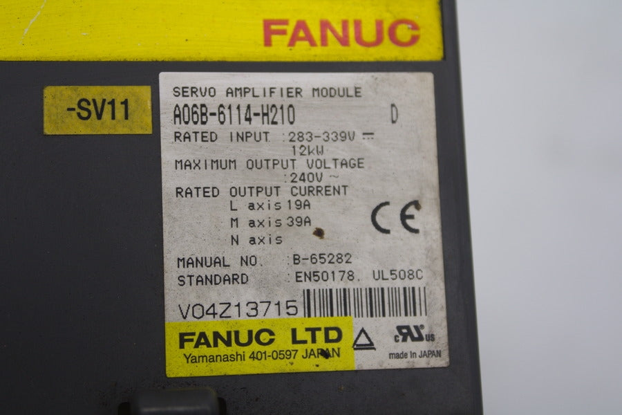 FANUC A06B-6114-H210 283-339V 39A (NO BATTERY) UNMP
