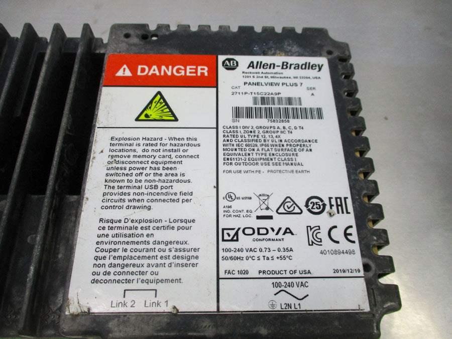 INDUSTRIAL SPARE PART 2711P-T15C22A9P SER. A 110-240VAC 0.73-0.35A UNMP