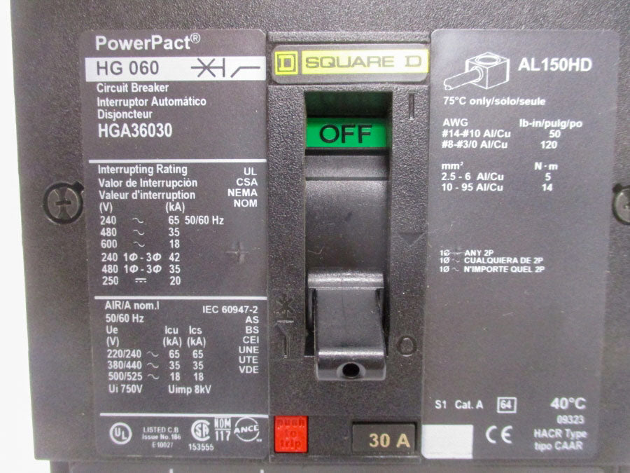 SQUARE D HGA36030 600V 30A NSNP