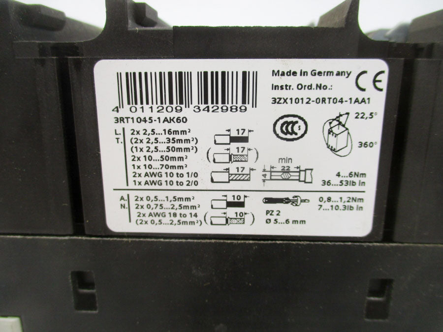 SIEMENS 3RT1045-1AK60 110/120V 120A NSNP