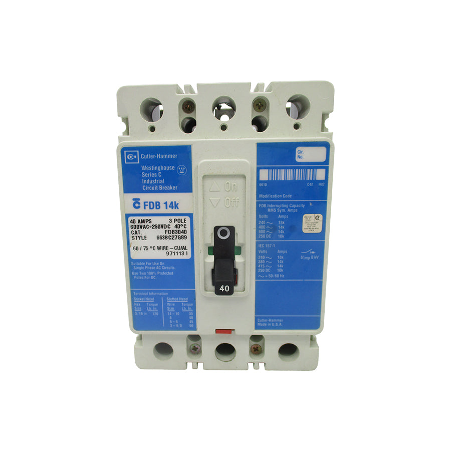 CUTLER HAMMER FDB3040 600VAC 40A NSNP