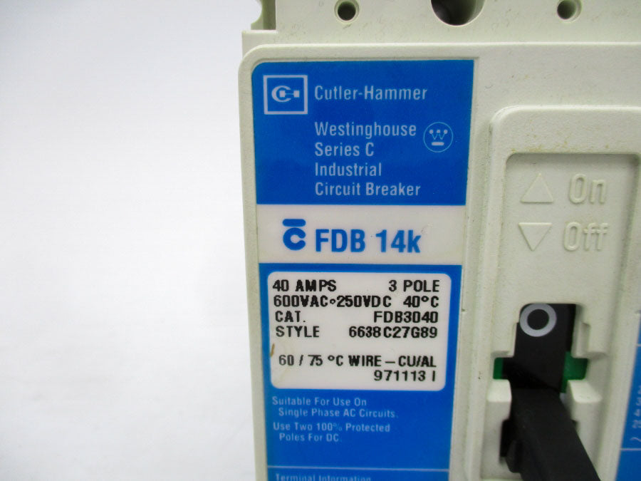 CUTLER HAMMER FDB3040 600VAC 40A NSNP