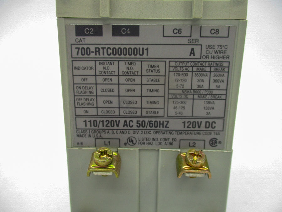INDUSTRIAL SPARE PART 700-RTC00000U1 SER. A 110/120VAC 30A .05S-64M (BR/YL) NSMP
