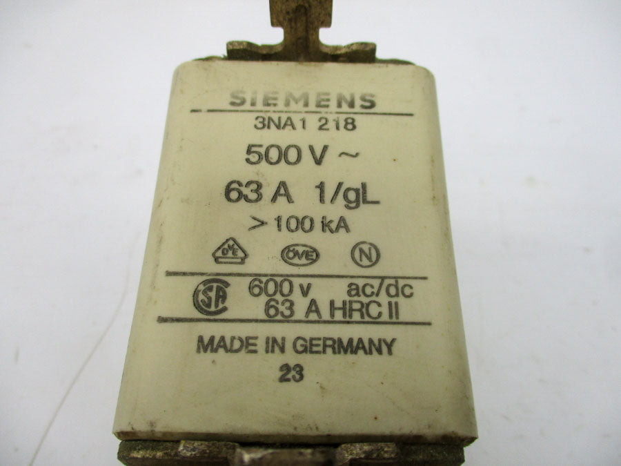 SIEMENS 3NA1218 500V 63A NSNP