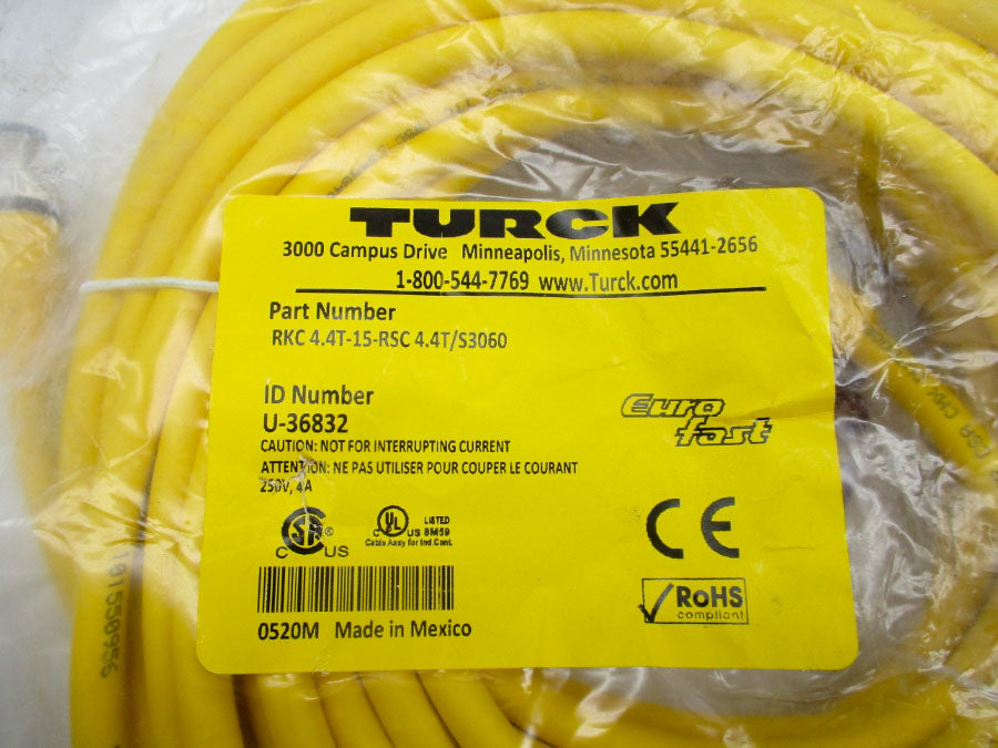 TURCK RKC4.4T-15-RSC4.4T/S3060 U-36832 250V 4A NSMP