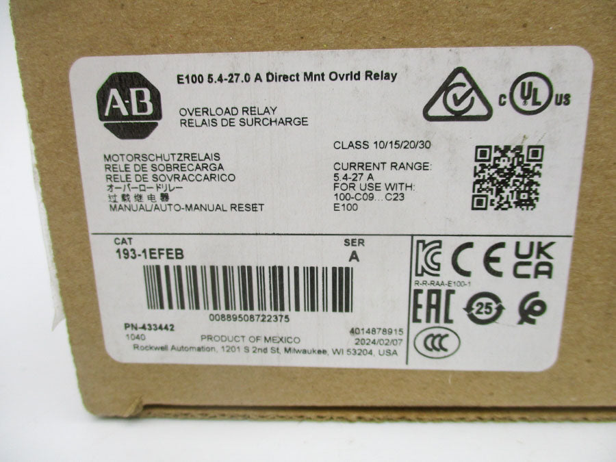 INDUSTRIAL SPARE PART 193-1EFEB SER. A 600V 5.4-27A (BR/WH) NSMP
