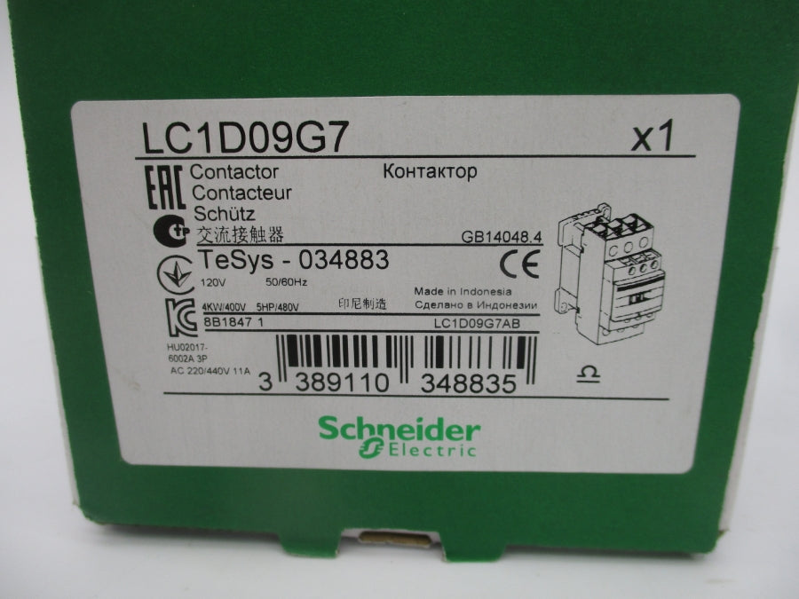SCHNEIDER LC1D09G7 034883 120V NSMP