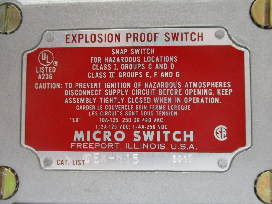 MICRO SWITCH EX-N15 125-480VAC 10A (GY) NSNP