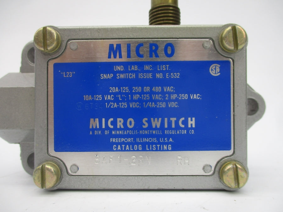 MICRO SWITCH BAF1-2RN 125-480VAC 20A (GY) (AS PICTURED) NSNP
