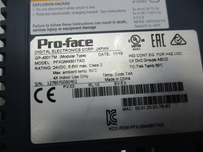 PROFACE PFXGM4301TAD 24VDC NSNP