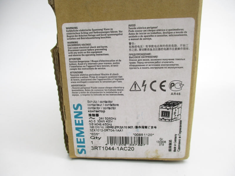 SIEMENS 3RT1044-1AC20 24V 250A NSMP