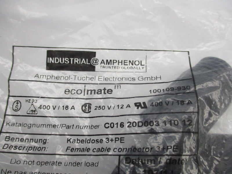 AMPHENOL C01620D00311012 400V 16A NSMP
