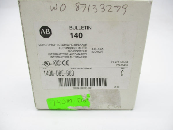 ALLEN BRADLEY 140M-D8E-B63 SER. C 690V 4.0-6.3A NSMP