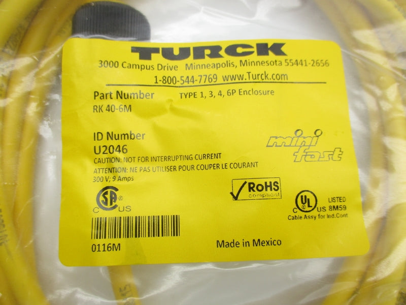 TURCK RK40-6M U2046 300V 9A NSMP