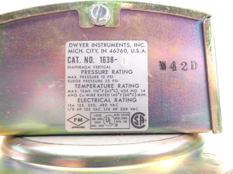 DWYER 1638-1 480VAC 15A 25PSI NSMP