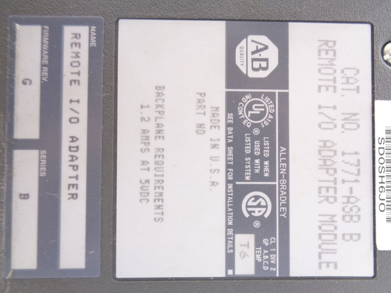 ALLEN BRADLEY 1771-ASB SER. B F/W G 5VDC 1.2A NSMP