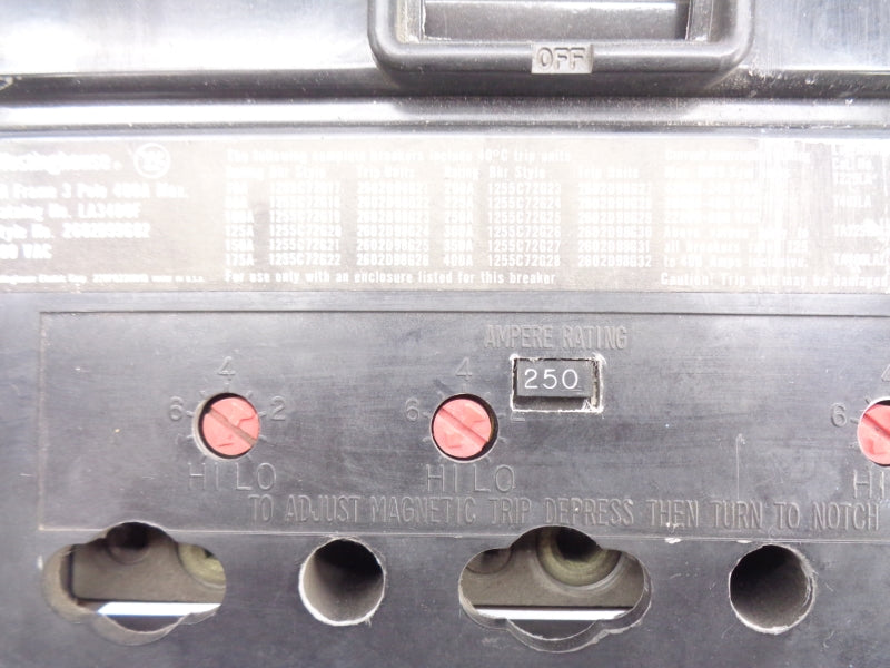 WESTINGHOUSE LA3400F 600VAC 250A UNMP