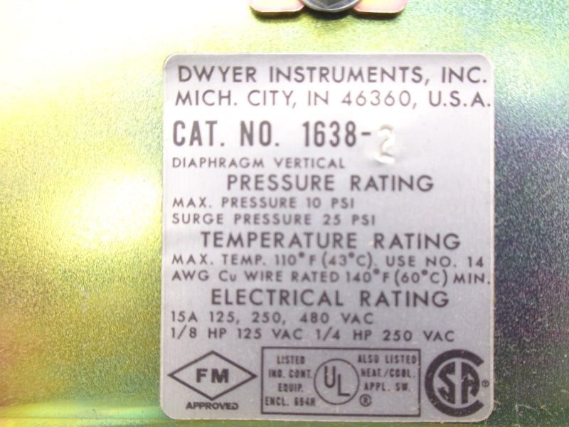 DWYER 1638-2 480VAC 15A 10PSI NSNP