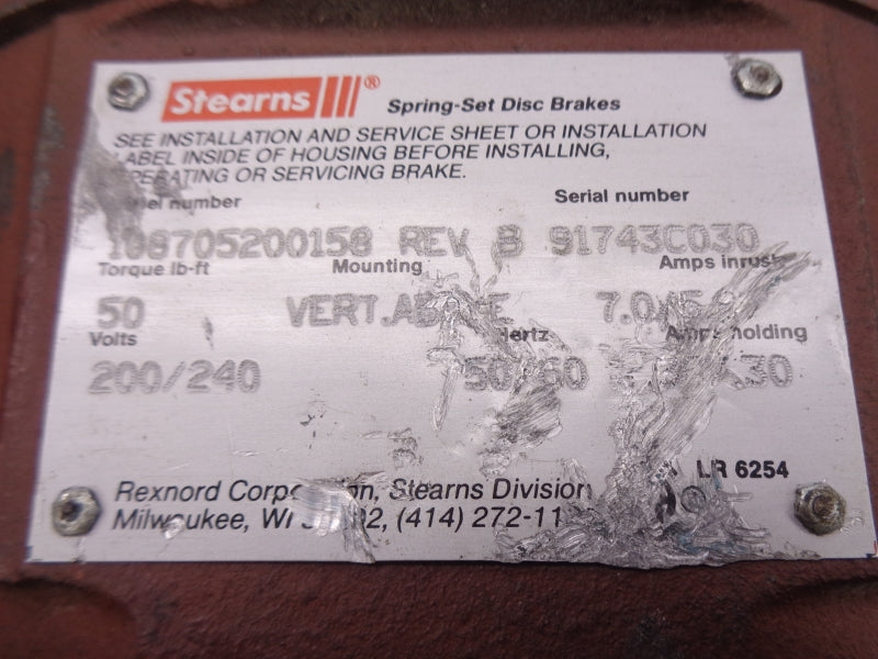 STEARNS 108705200158 200/240V UNMP