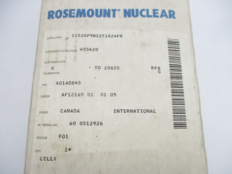 ROSEMOUNT 1152GP9N22T1824PB NSFS