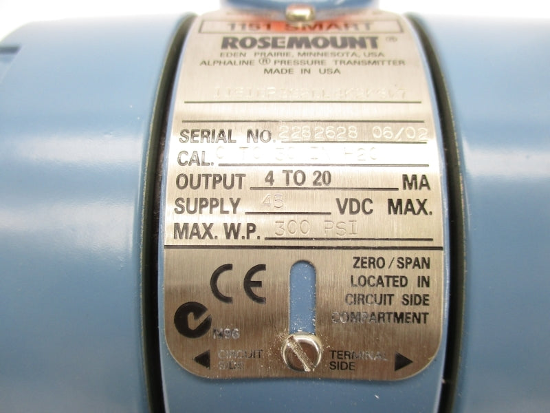 ROSEMOUNT 1151DP3S2DL4K2K5W7 45VDC 300PSI NSMP