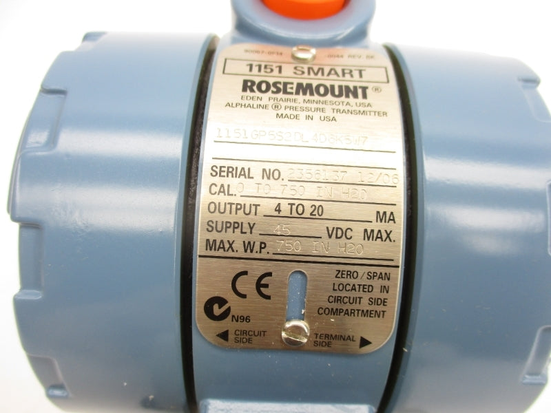 ROSEMOUNT 1151GP5S2DL4D6K5W7 45VDC NSMP