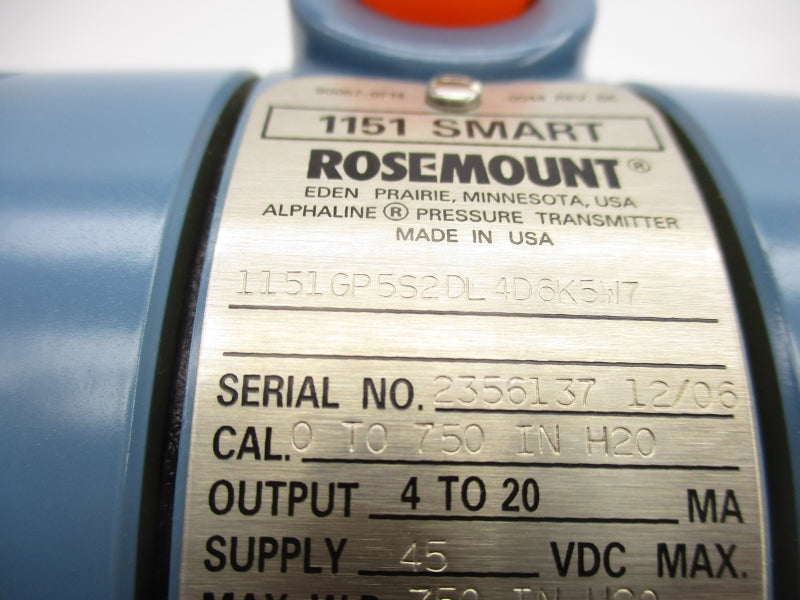 ROSEMOUNT 1151GP5S2DL4D6K5W7 45VDC NSMP