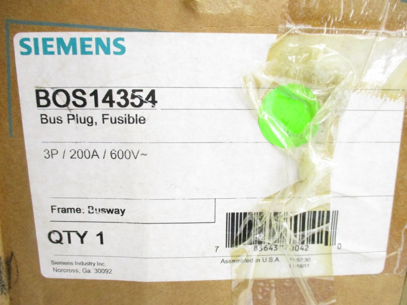 SIEMENS BOS14354 600VAC 200A NSMP