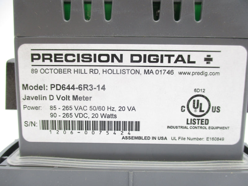 PRECISION DIGITAL PD644-6R3-14 85-265VAC NSMP