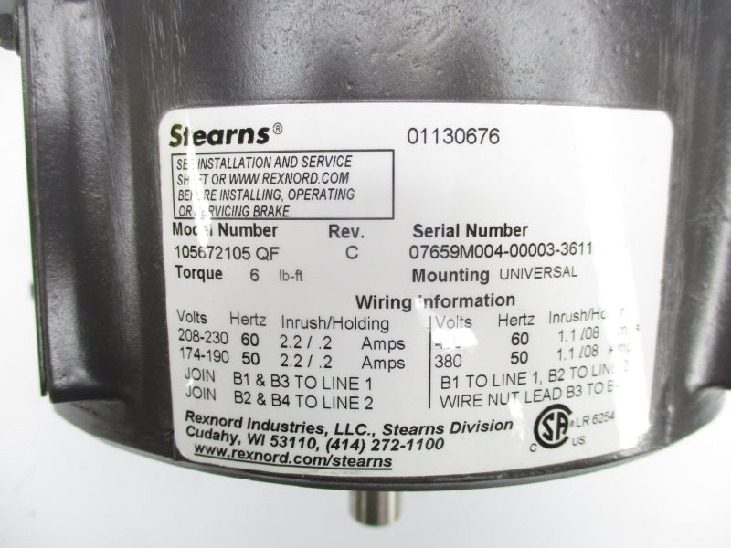 STEARNS 105672105QF 460V 1.1/.08A NSMP