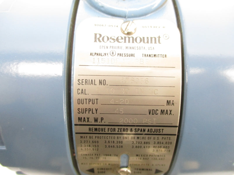 ROSEMOUNT 1151DP4E22B3 45VDC 2000PSI UNMP